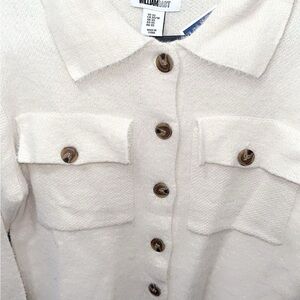 William Rast White Jacket with Brown Buttons